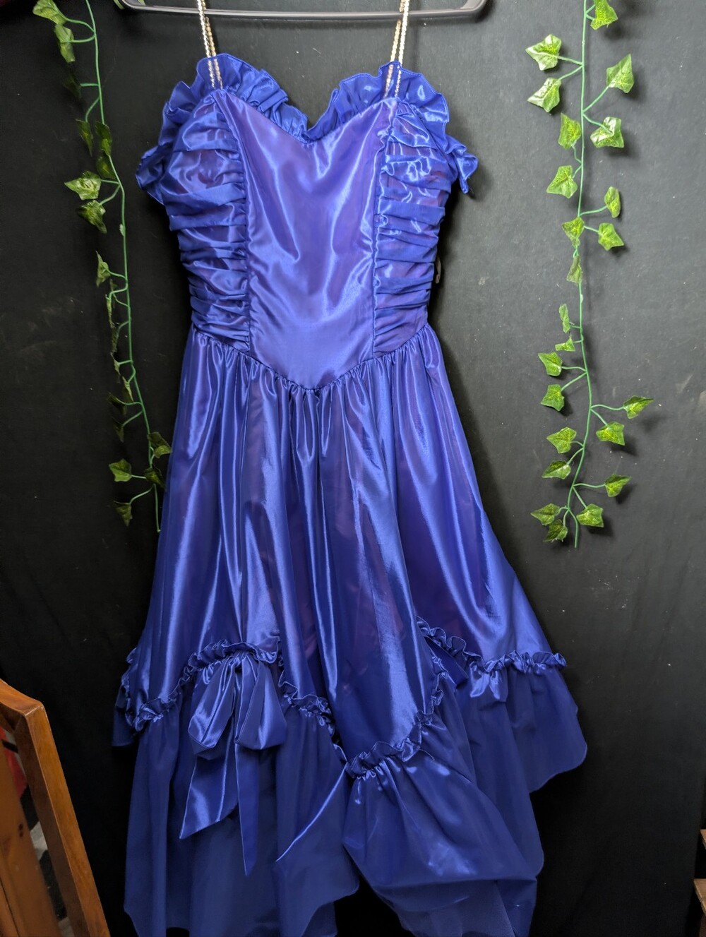Steppin' Out Royal Blue Satin Ruffled Formal Dress